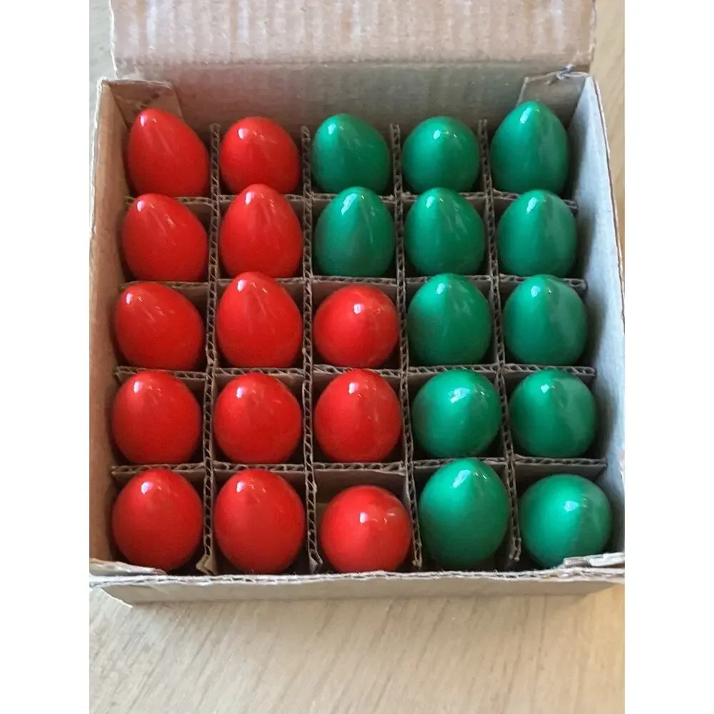 25 Vtg C9 Replacement Bulbs Ceramic Red Green Christmas Lights C-9 1/4 120V 7W